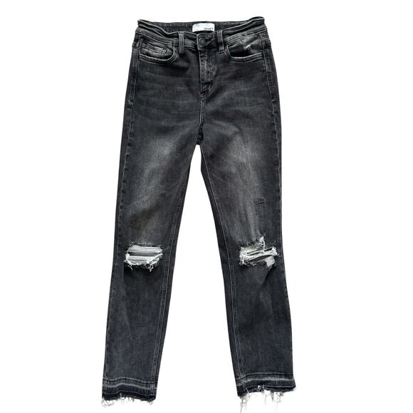Vervet Denim - Vervet Jeans Womens 27 Black Distressed High Rise Straight Leg Frayed Hem grunge